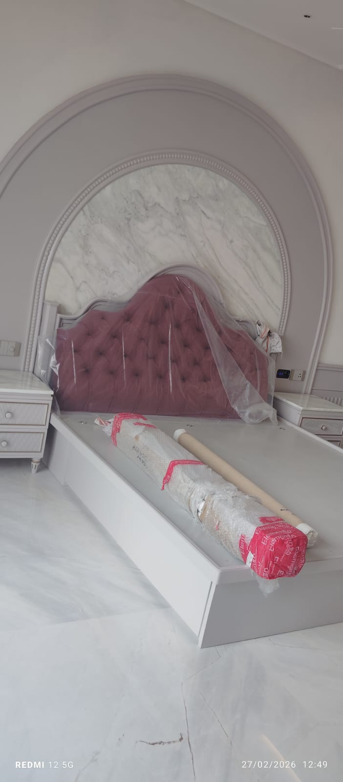 Marble Texture Back Panel – Bed